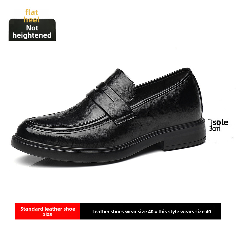 Men's slip-on business casual leather shoes Leather breathable invisible booster shoes for men_voghion.com