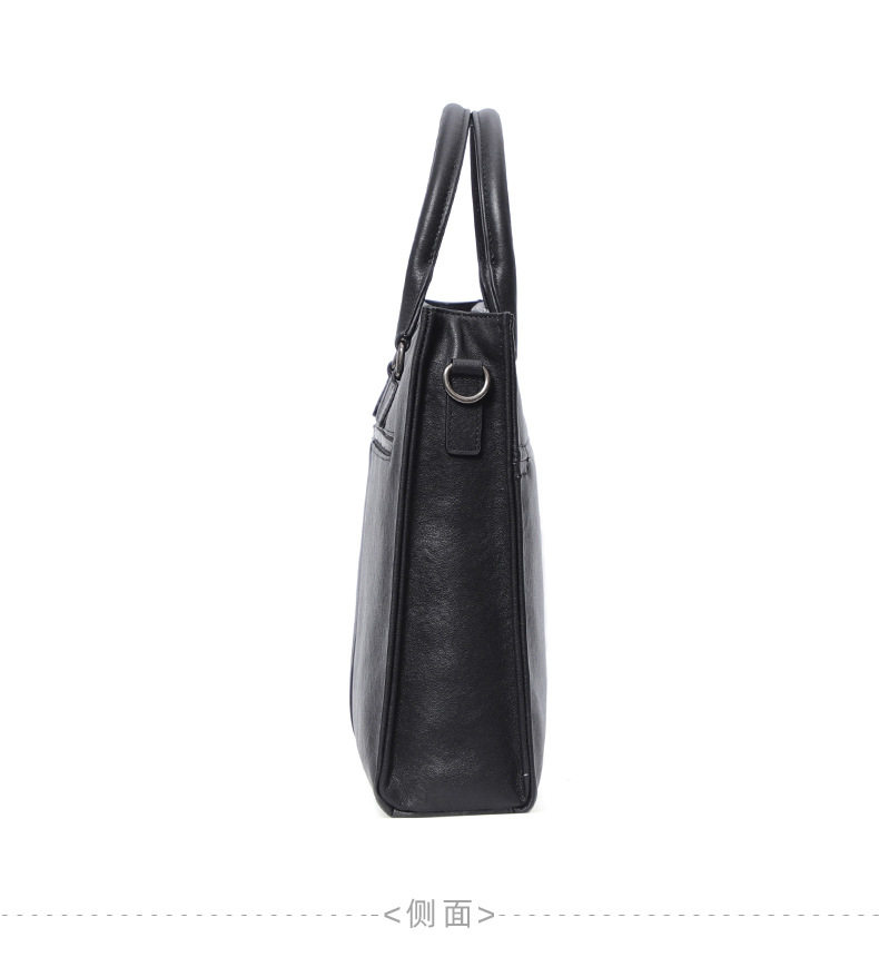 Túi xách tay công sở nam da bò lớp đầu, cặp đựng laptop 15.6 inch nhiều ngăn, 39×7×29 cm — Màu đen chi tiết 16