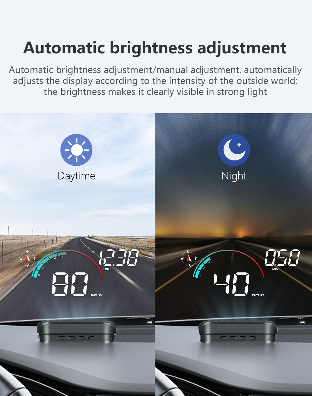 M22 Car-Mounted Hud Head-Up Display Universal for Cars, Beidou Satellite Speed Detector, Multifunctional Portable Screen