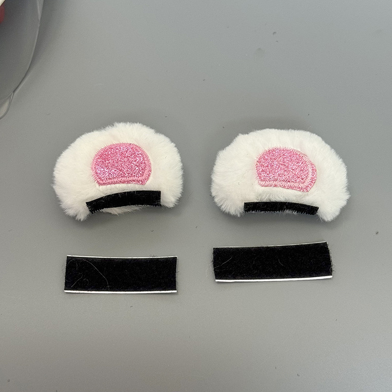 Electric Car Helmet Decoration Little Panda Ear Doll Sequin Accessories Motorcycle Helmet Plush Cat Ear Quick Detonable Sticker
