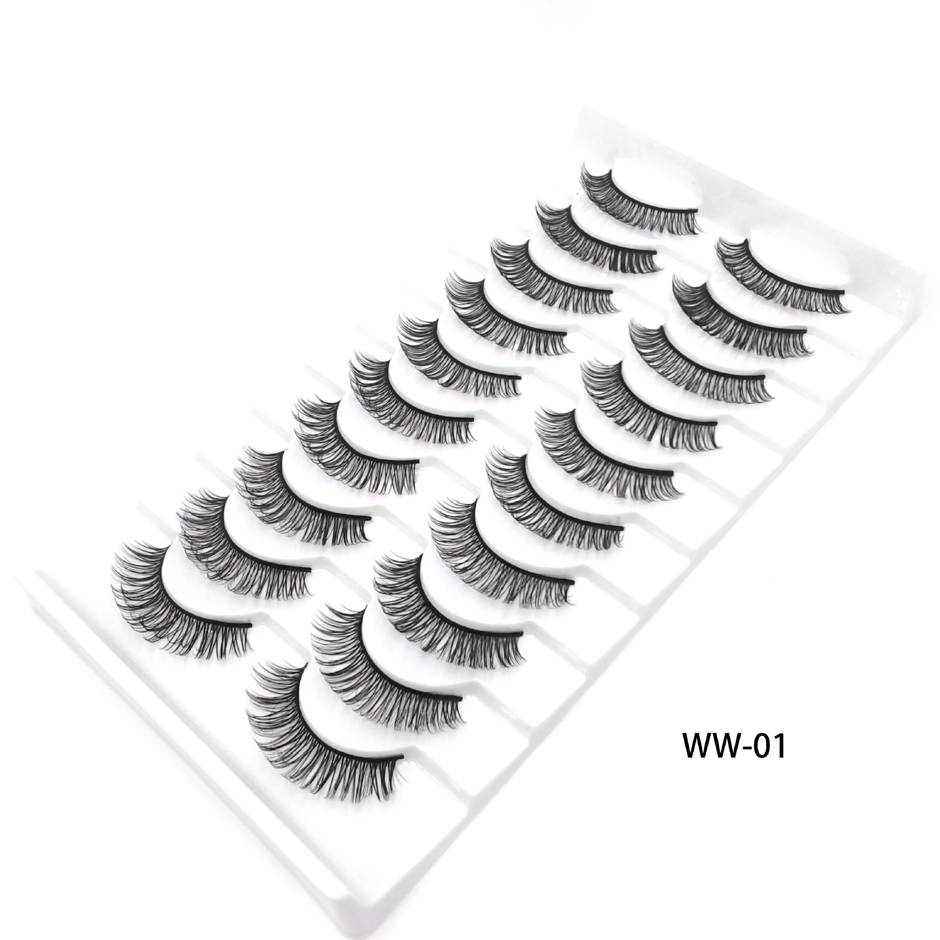 Nuevo ruso pestañas falsas DD curvadas gruesas pestañas europeas y americanas diez pares de pestañas naturales del encanto de la fibra química