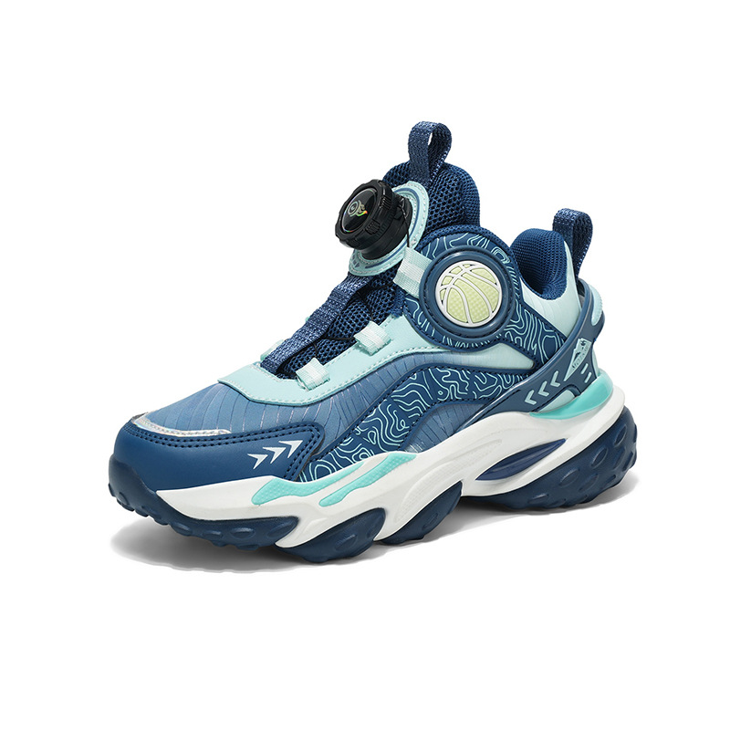 Fábrica directa de zapatos de baloncesto de cuero para niños con suela gruesa y cómoda en el interior de los zapatos giratorios de moda zapatos de carrera cool