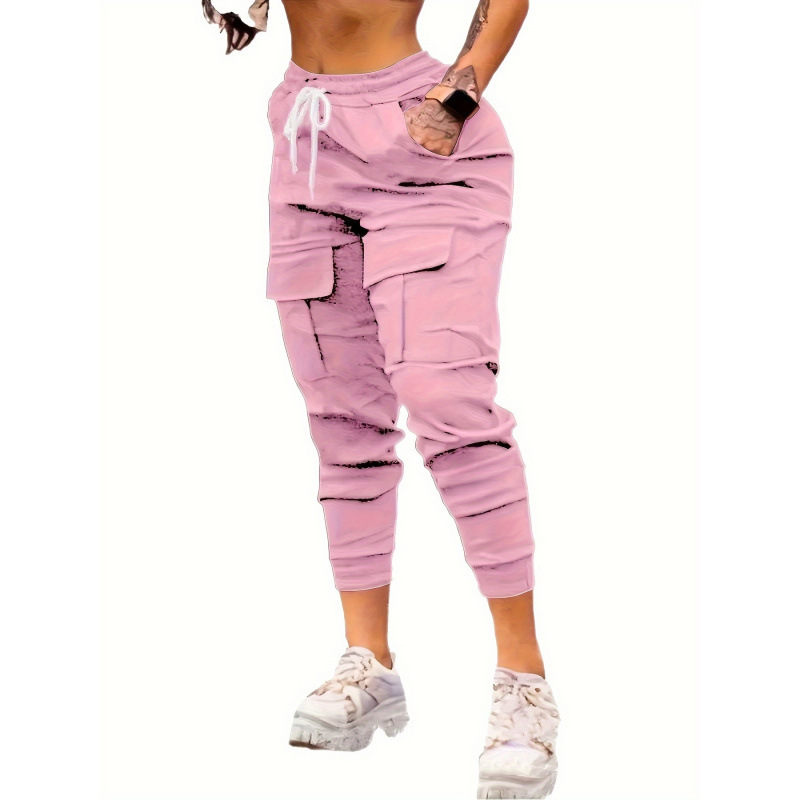 U 75857 Plus Size Cargo Joggers Large Size Drawstring Cargo Pants for Women Cross-Border Trade U 75857 Plus Size Cargo Joggers Large Size Drawstring Cargo Pants for Women Cross-Border Trade