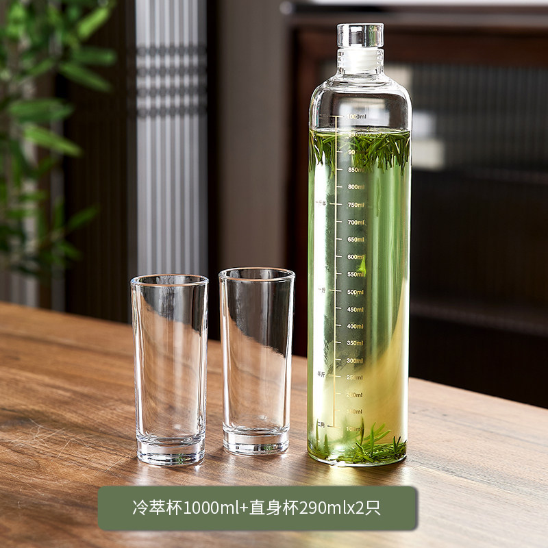 Бутылка Green apple 1000 мл с прямыми стаканами