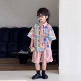 Детский летний комплект для мальчиков, рубашка для отдыха