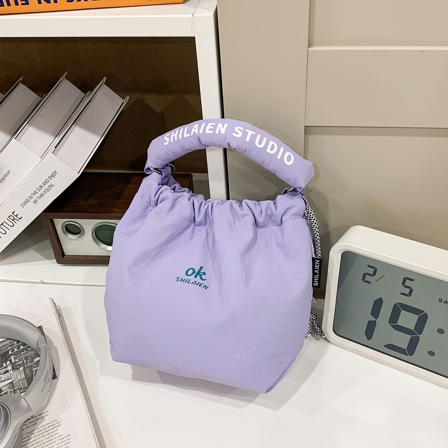 High-Looking Lightweight Camera Storage Bag Women's Bag Versatile Drawstring Small Cloth Bag Shoulder Crossbody Bag