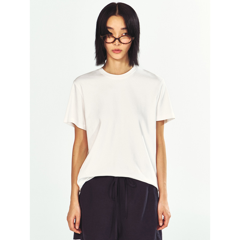 【Time-Perceving Black Label】New Australian cotton regular shoulder slightly loose casual versatile short-sleeve round-neck solid color T-shirt V63153 【Time-Perceving Black Label】New Australian cotton regular shoulder slightly loose casual versatile short-sleeve round-neck solid color T-shirt V63153