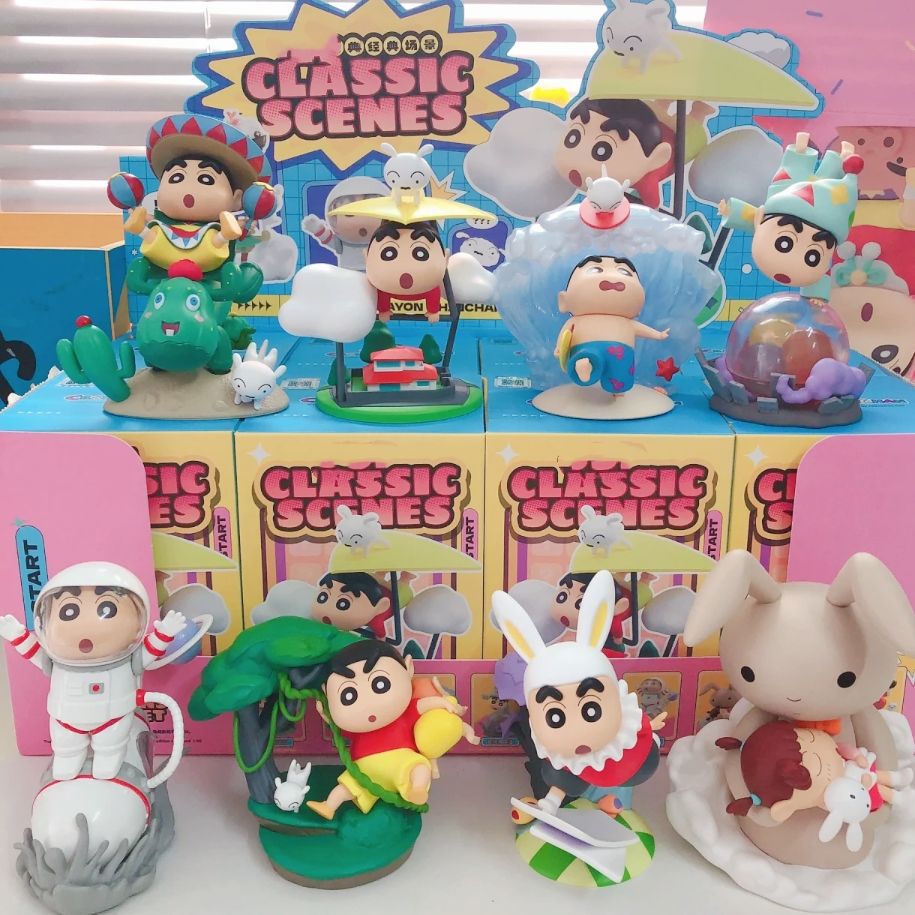 Figura coleccionable de Crayon Shin-chan, serie clásica de caja sorpresa, muñeco decorativo de escritorio, regalo creativo