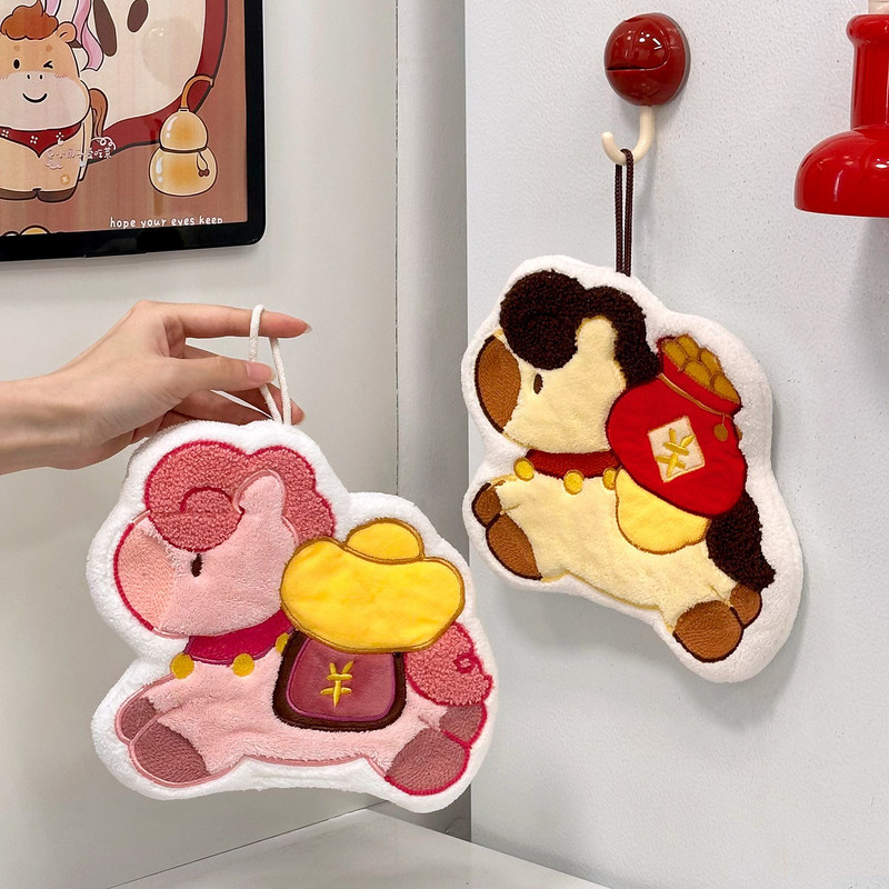 Year of the Horse 2026 Cute New Year Atmosphere Decoration Hanging Ornament Thickened Hand-Washing and Hand-Wiping Absorbent Small Towel Year of the Horse 2026 Cute New Year Atmosphere Decoration Hanging Ornament Thickened Hand-Washing and Hand-Wiping Absorbent Small Towel