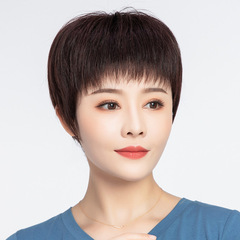 Wig cap for women, Hezhen people's hair, fashionable temperament, middle-aged and elderly women, full head cap, Xuchang real hair, wholesale
