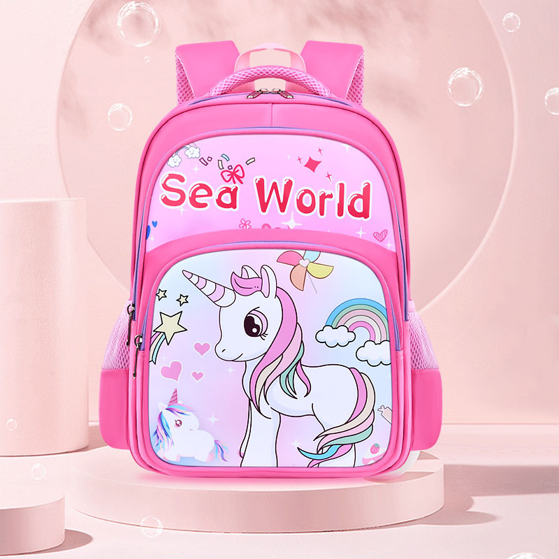 Mochila para niños Estudiantes de escuela primaria Grado uno dos tres a seis niños y niñas reducción de Carga Protección de la columna vertebral mochila de gran capacidad de dibujos animados