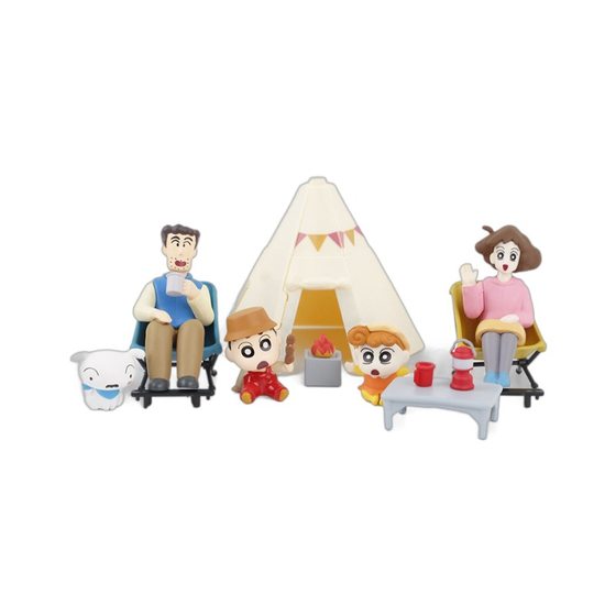 Crayon Shin Nohara A Wild Camping New Help Spring Tour Model Hand-made Ornaments Blind Box Doll