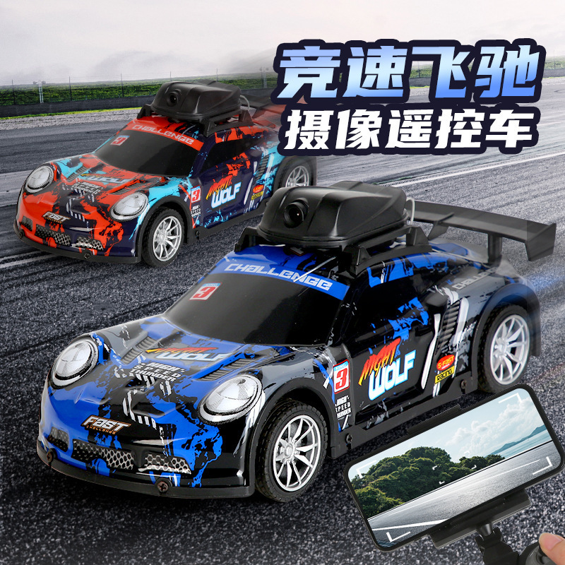 New cross-border drift camera remote control racing car model with lights, rechargeable four-way remote control car, children's toy wholesale