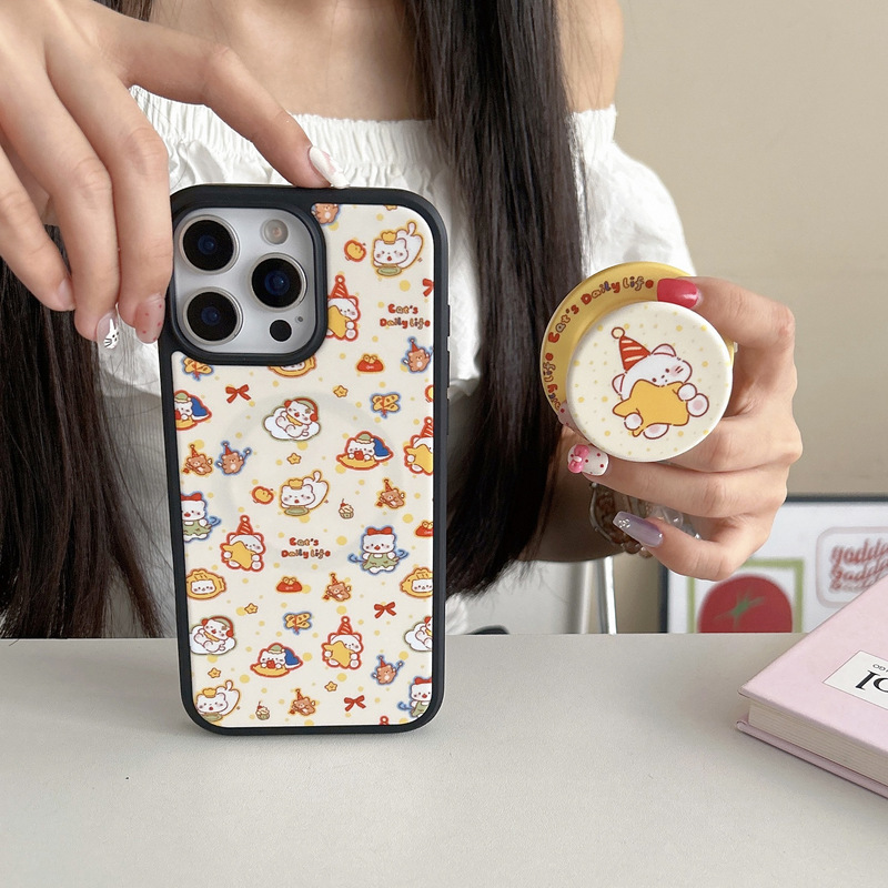卡通星星猫咪适用iPhone17pro max苹果16手机壳15/14磁吸支架菲林|undefined