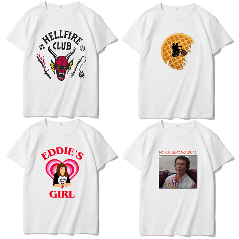 Stranger Things Short-Sleeved T-Shirt Hellfire Club Joint Same Style Half-Sleeved Couple Peripheral Printed Clothes T-Shirt