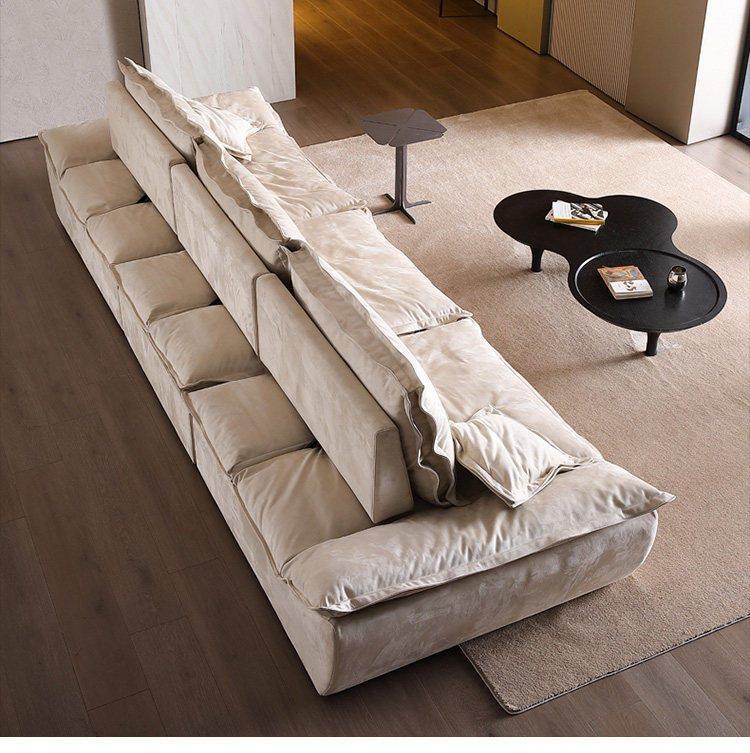 Modern minimalist cream-style adjustable backrest sofa for living room, suitable for various sizes of homes, functional fabric sofa