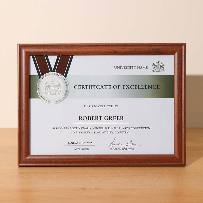 Solid wood business license photo frame wholesale A4 tax registration certificate frame A3 honor certificate medal display frame wall