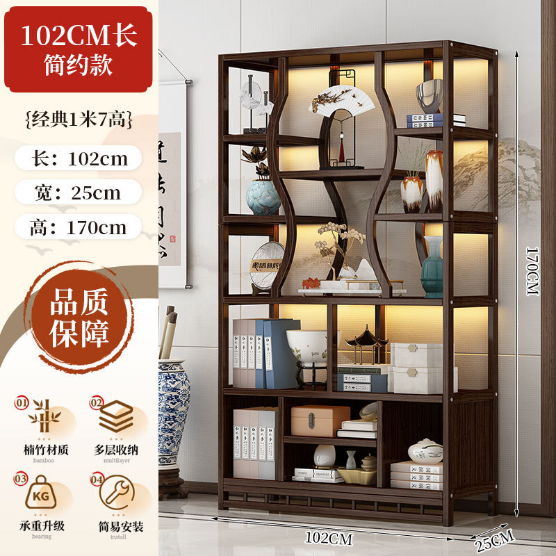 博古架实木中式茶叶展示柜茶架子置物架茶室茶柜茶具摆件收纳柜子|undefined