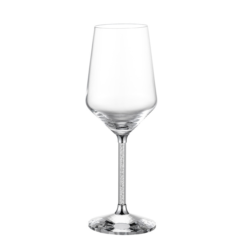 Copas de vino de gama alta de lujo ligero, vidrio de cristal de pie alto, diamantes de oro, diamantes de plata, vasos de cristal giratorios comerciales para el hogar