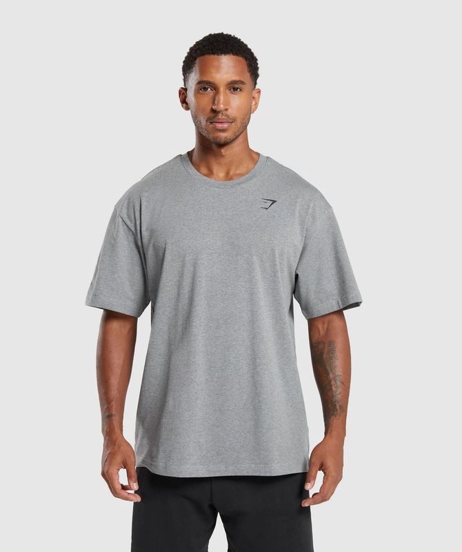 GYMSHARK メンズ オーバーサイズ Tシャツ ジム スポーツ フィットネス コットン ラウンドネック ルーズ 半袖 カジュアル Tシャツ トップス|undefined