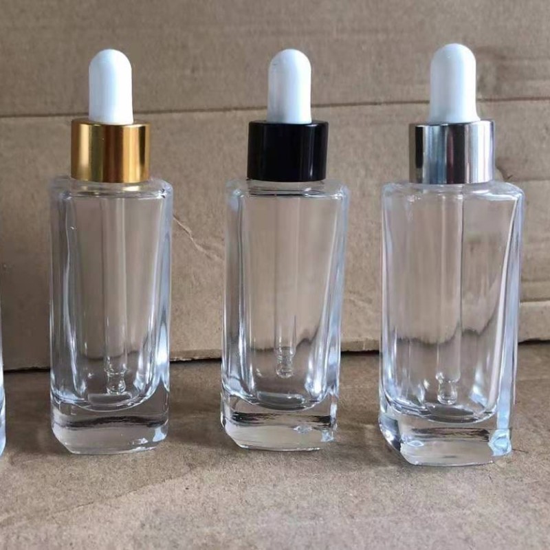 30ml透明方形玻璃瓶精油瓶水液体试剂调配空瓶四方瓶化妆品包装瓶