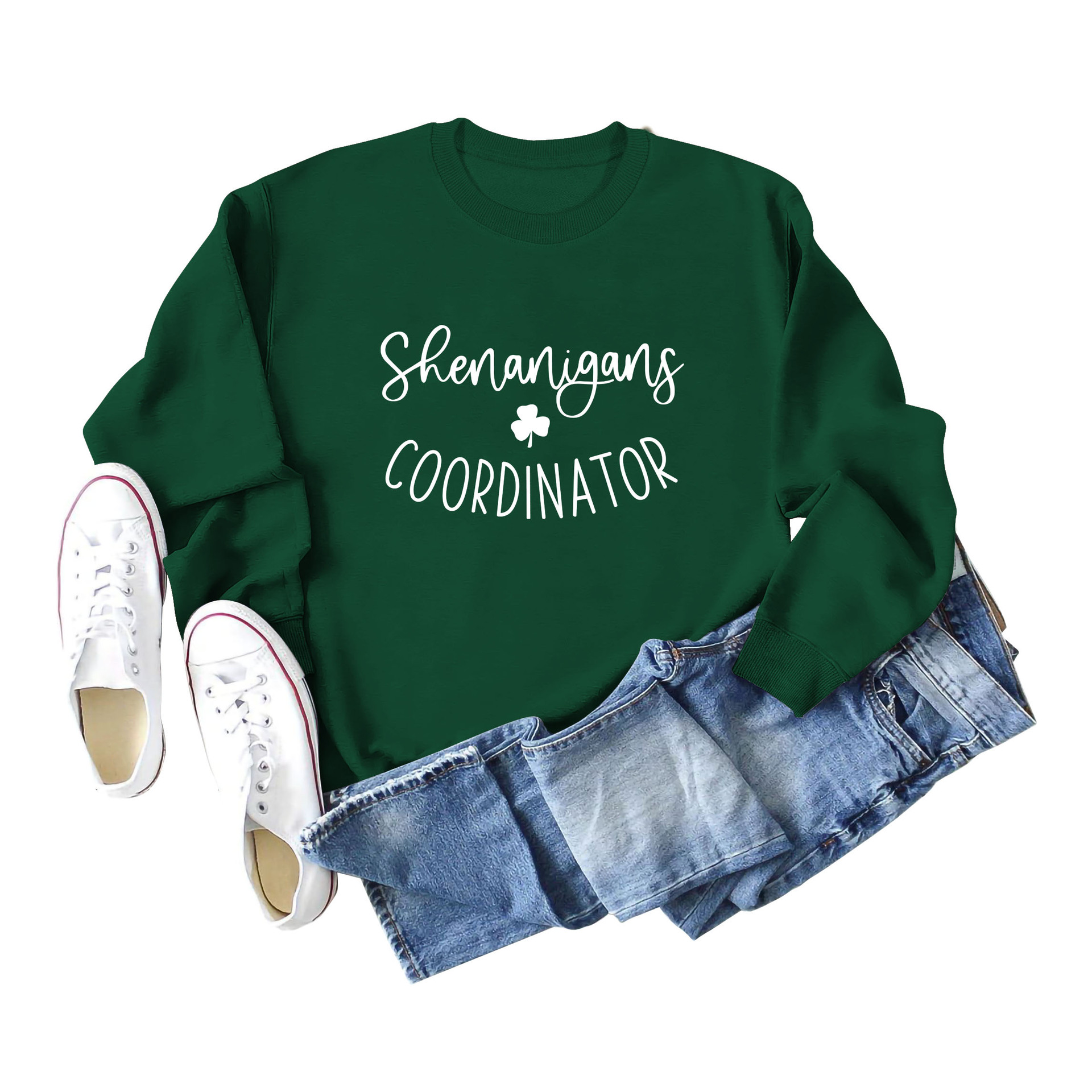 420g Weight Long Sleeve Sleeve Length Pullovers Placket Type Regular Sleeve Sleeve Type Cotton Fabric Type Regular Top Length Hoodie Tops Type Daily Occasion Round Neck Neckline Loose Fit Type St. Patrick Festival Shamrock, Letter Pattern Spring, Autumn Season Women's Gender Casual, Streetwear Style Women's Hoodies Long Sleeve Casual Streetwear Shamrock Letter 28