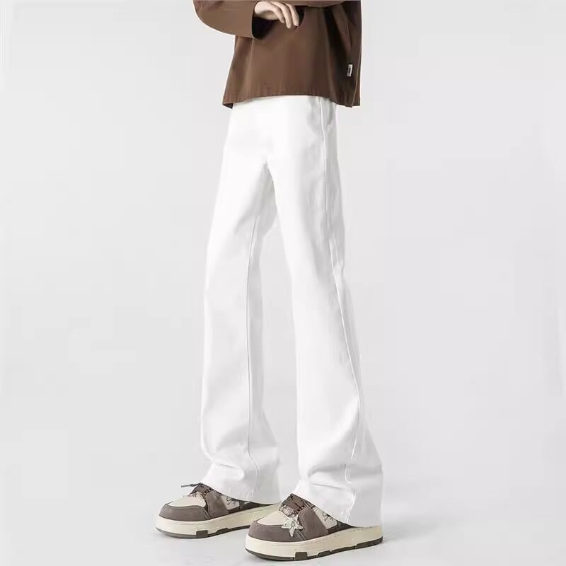 Slim Fit American High Street Pants for Boys, Straight-Leg Bootcut Pants, White Jeans for Men, 2025 Casual and Easy to Match