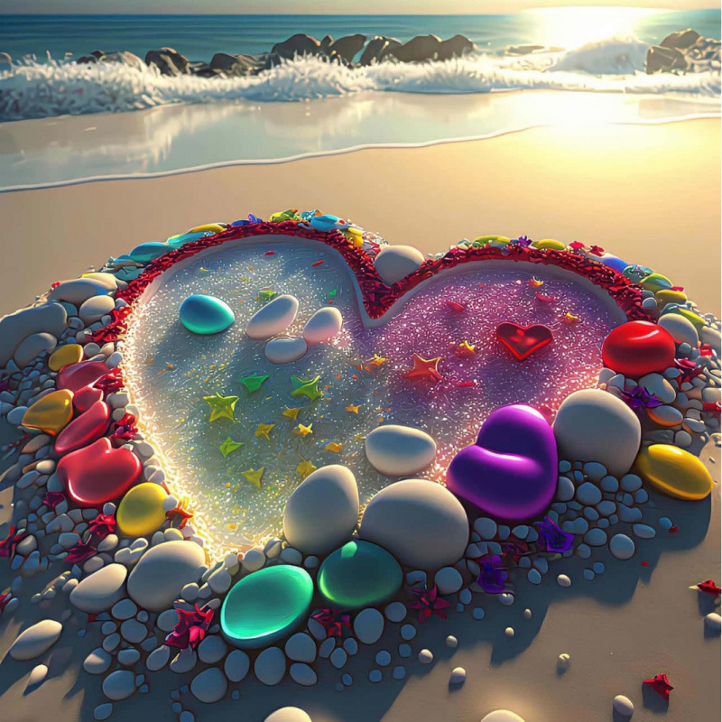 Transfronterizos 5D amor de la playa de diamantes cuadrados de diamantes completos cuadrados pintura de decoración de la sala de estar DIY al por mayor