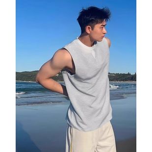 Sports Vest Men's Trendy Summer Solid Color Versatile Sleeveless I-Shaped Running Training Clothes Fitness Clothes