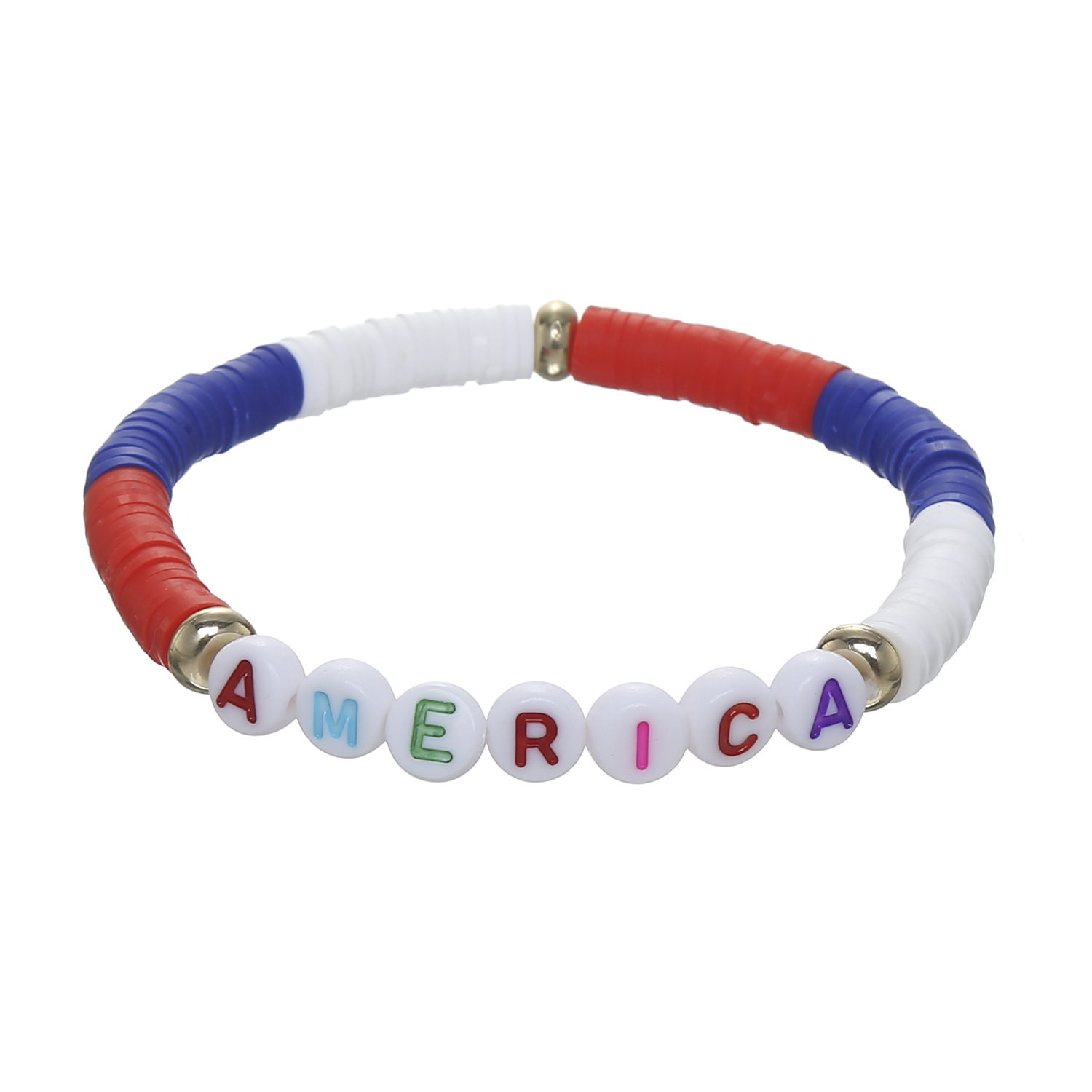 Großhandel Schmuck Ethnischer Stil Brief Amerikanische Flagge Weichen Lehm Armbänder display picture 5