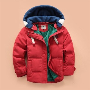 Autumn and Winter new boys' down jacket Western style contrast color hooded zipper children's down jacket in stock direct supply