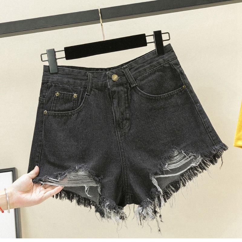 Women's High-Waisted Denim Shorts Spring/Summer Ripped Versatile Slimming Frayed Edges Korean Style Wide Leg Pants Hot Shorts_ecoleips.com
