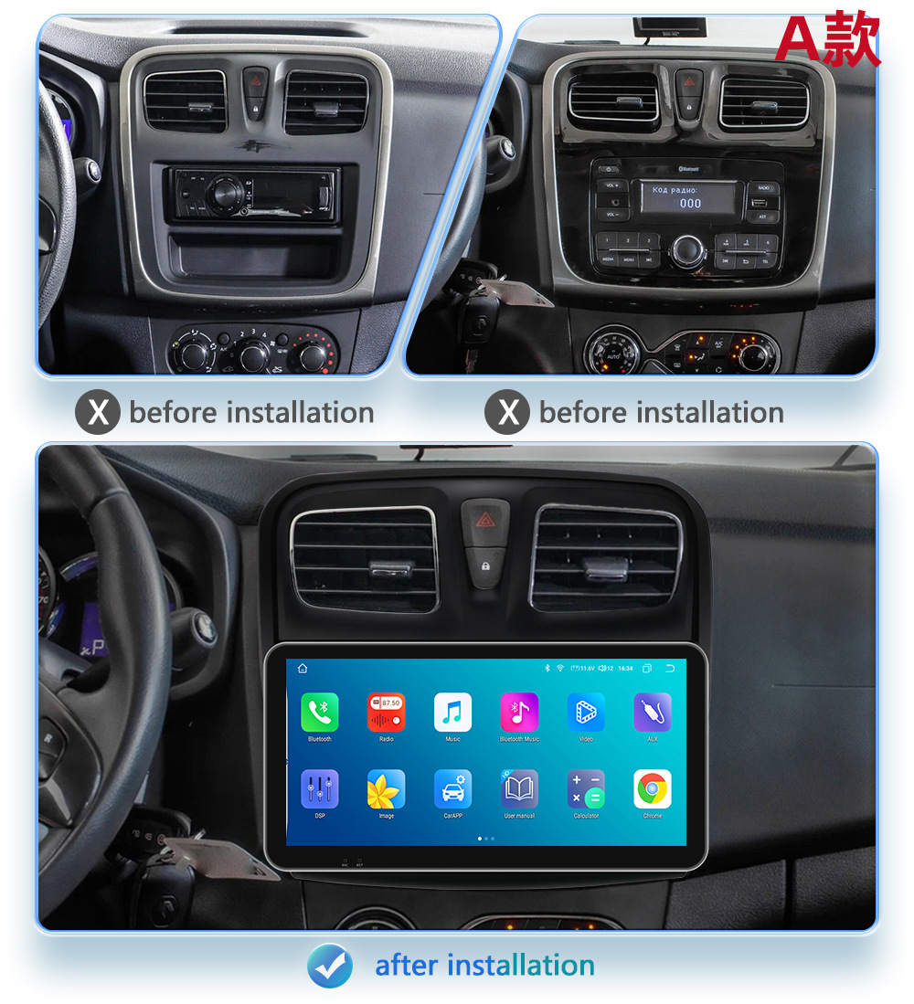 Suitable for 12-19 Renault Logan/Dacia Central Control Large Screen Android Large Screen Reversing Image Navigation Gps