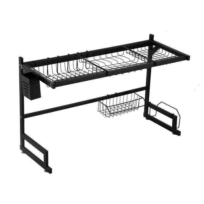 Acero inoxidable cocina fregadero estante cubierta lavavajillas palillos estante de drenaje estante de almacenamiento de platos multifuncional piscina