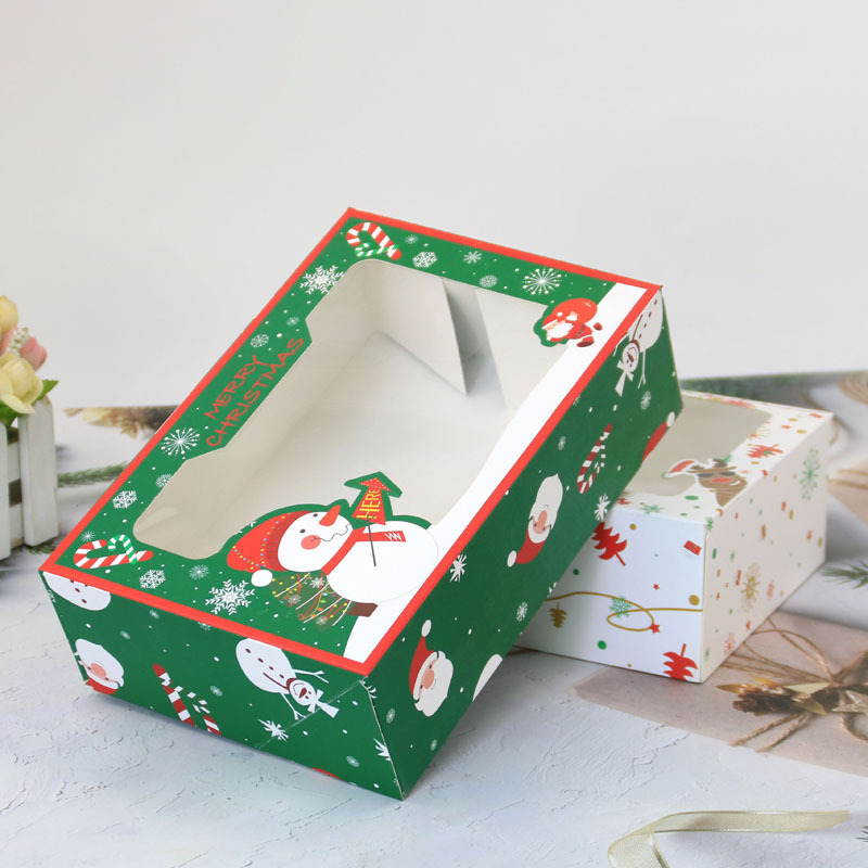 Pvc窓開けクリスマスキャンディークッキー箱クリエイティブ白紙ケーキパン松餅クリスマスプレゼント包装箱|undefined