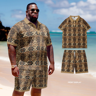 Spring and summer Europe and the United States POLO suit short sleeve men's 3D digital printing plus size daily cross-border foreign trade high street leisure