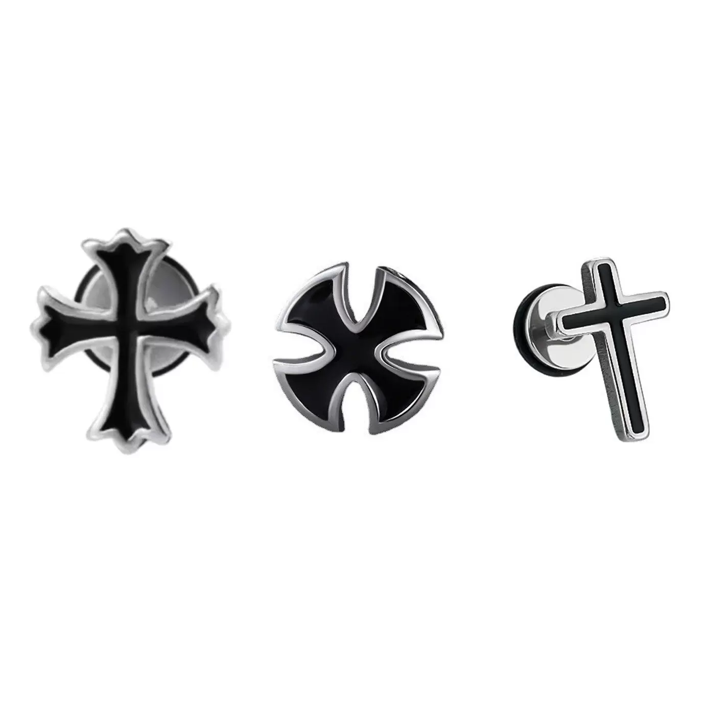 十字架滴胶耳钉简约时尚潮男嘻哈耳钉小众设计街头痞帅冷淡风耳饰