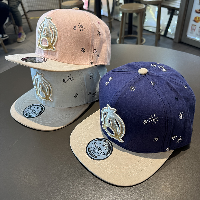 Sombrero plano Sombrero de hip-hop para niños Primavera y verano Thin A Letter Sombra de todo fósforo Protector solar Gorra de béisbol Sombrero recto Circunferencia para la cabeza