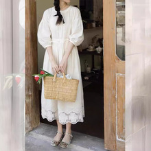 6405日系古着初恋森女小白裙年夏季新款高级感冷淡风泡泡袖连衣裙