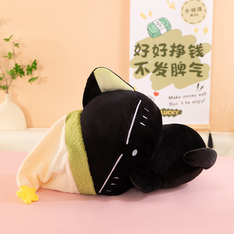 可爱罗小黑抱枕卡通黑猫靠枕办公室座椅靠垫抓机娃娃兑换礼品批发|undefined
