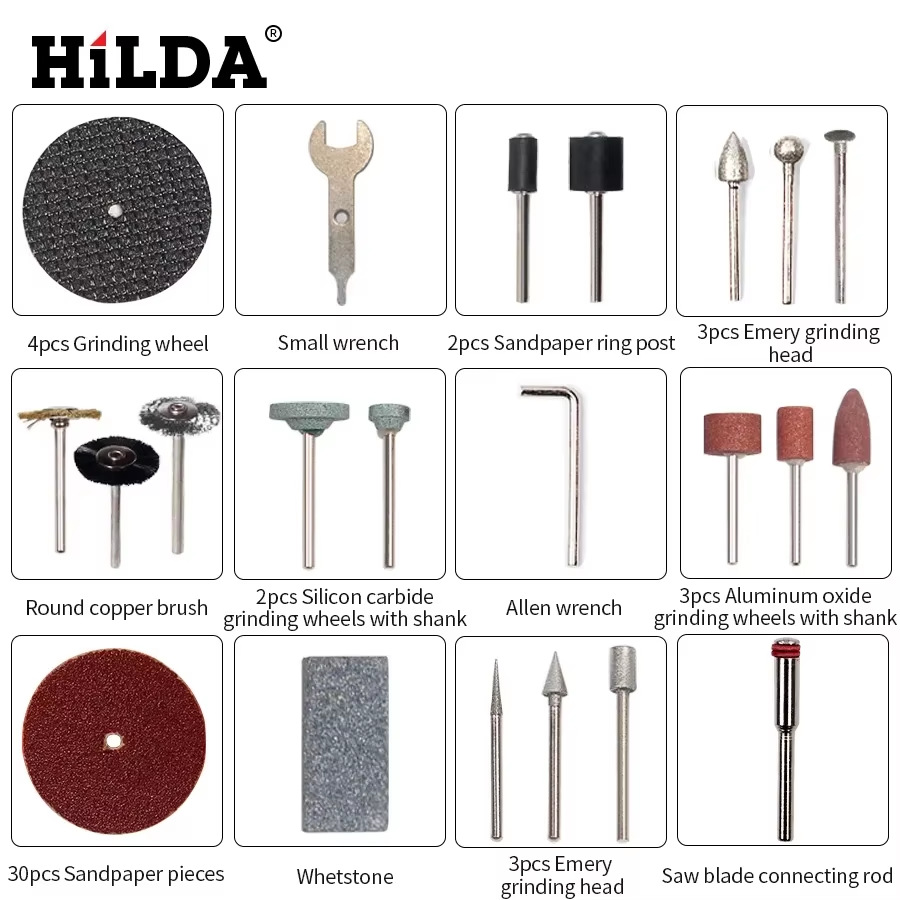 旋转工具配件，适用于轻松切割、研磨、砂光、雕刻及抛光工具组合