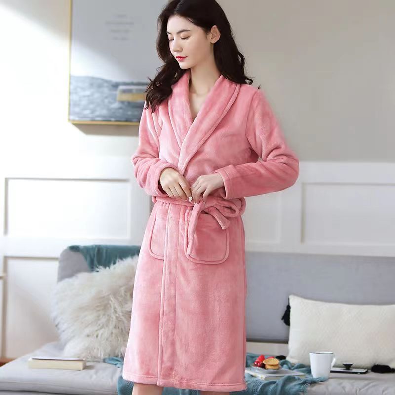 Women's Autumn and Winter Flannel Nightgown, Coral Fleece Bathrobe, Long Home Wear, Amazon Shein Cross-Border Labeling Women's Autumn and Winter Flannel Nightgown, Coral Fleece Bathrobe, Long Home Wear, Amazon Shein Cross-Border Labeling