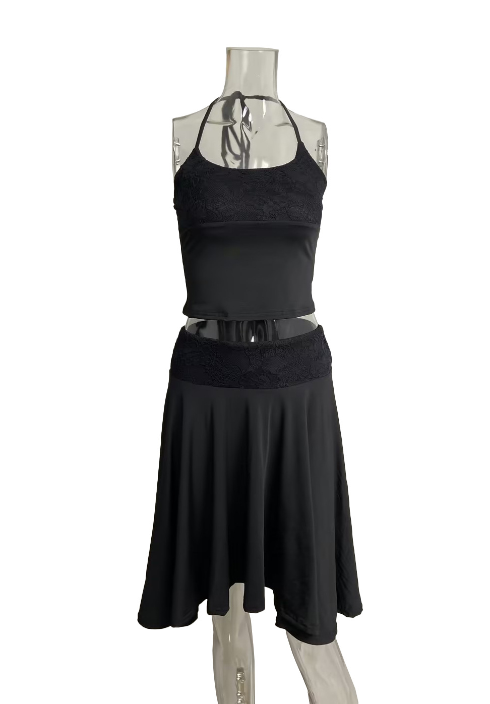 European And American Temperament Elegant Lace Small Suspender Top Mesh Lace Short Skirt Skirt Set_ecoleips.com