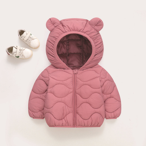 Children's thin cotton puffer jacket for autumn and winter, unisex, lightweight, single color, suitable for cross-border trade.