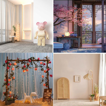 暖色直播背景布5d立体背景墙主播抖音网红快手背景布3DYY可移动装