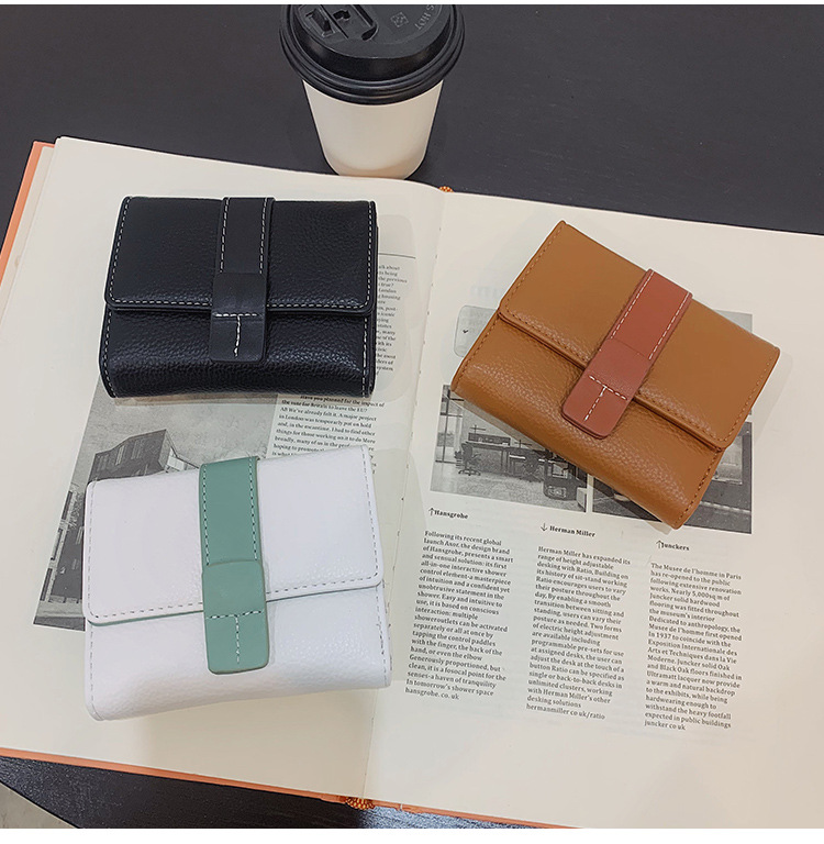 Korean Style Contrast Color Multiple Card Slots Short Wallet Card Holder Wholesale display picture 3