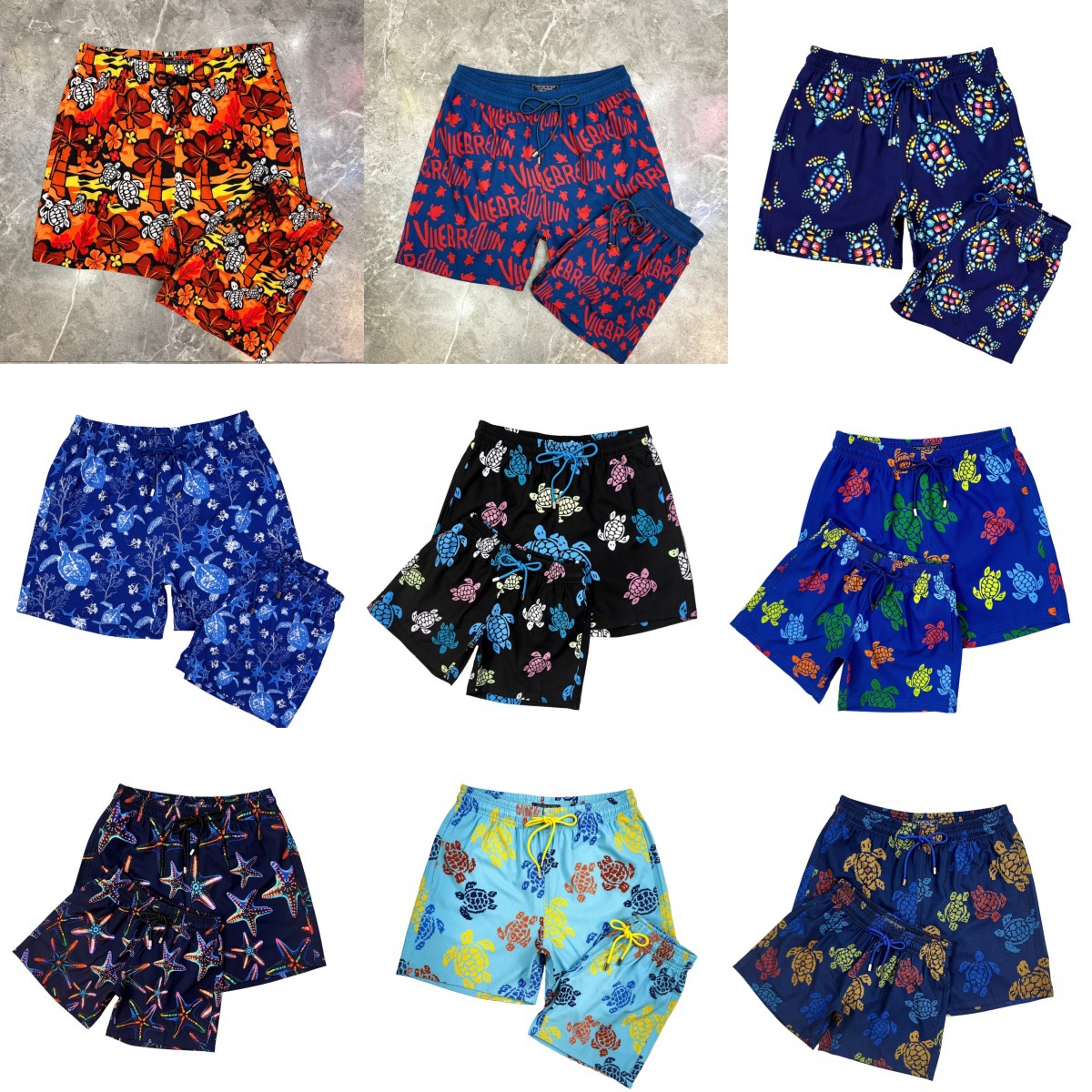 Vilebr Micro-Elastic Quick-Drying European and American Style Surfing Beach Shorts for Men, Home Wear, Foreign Trade Original One-Piece Dropshipping