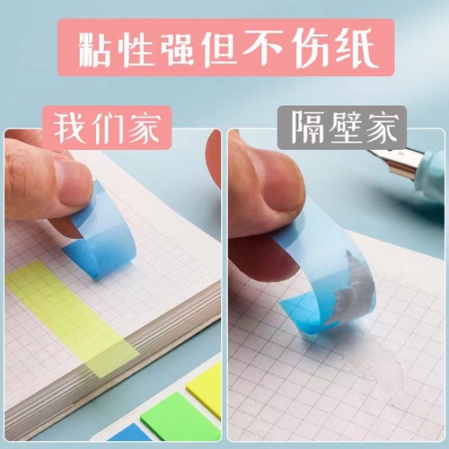 Fluorescent Sticky Notes Labels Stickers Transparent Plastic Markers Student Classification Sticky Notes Index Bookmarks