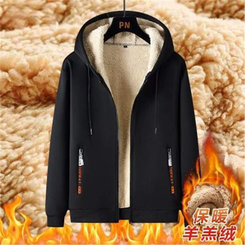 스웨터 두꺼운 스포츠 세트 카디건 캐주얼 재킷 기모 가을과 겨울 남자 단색 투피스 세트 양털