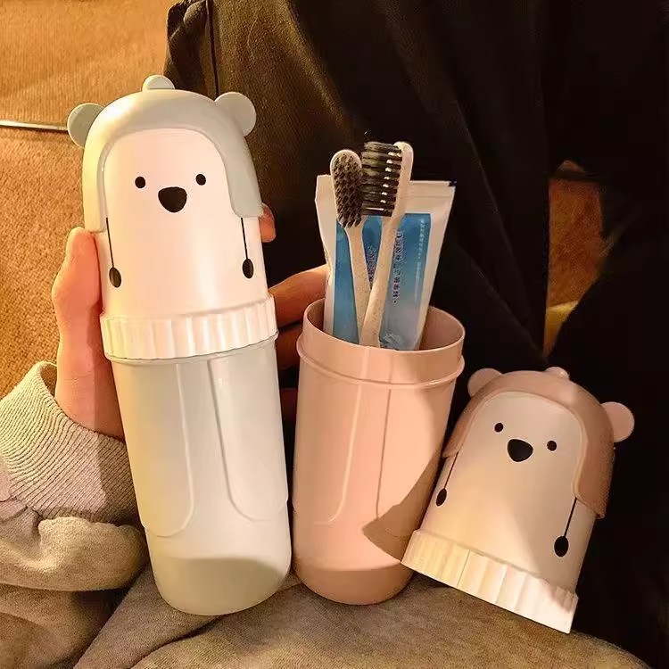 만화 가족 칫솔통, 여행용 휴대용 치약 보관함, 욕실 커플 플라스틱 칫솔 거치대